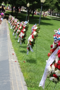 Korean War Memorial: Each wreath had a ribbon corresponding with the countires listed below on the walkway.